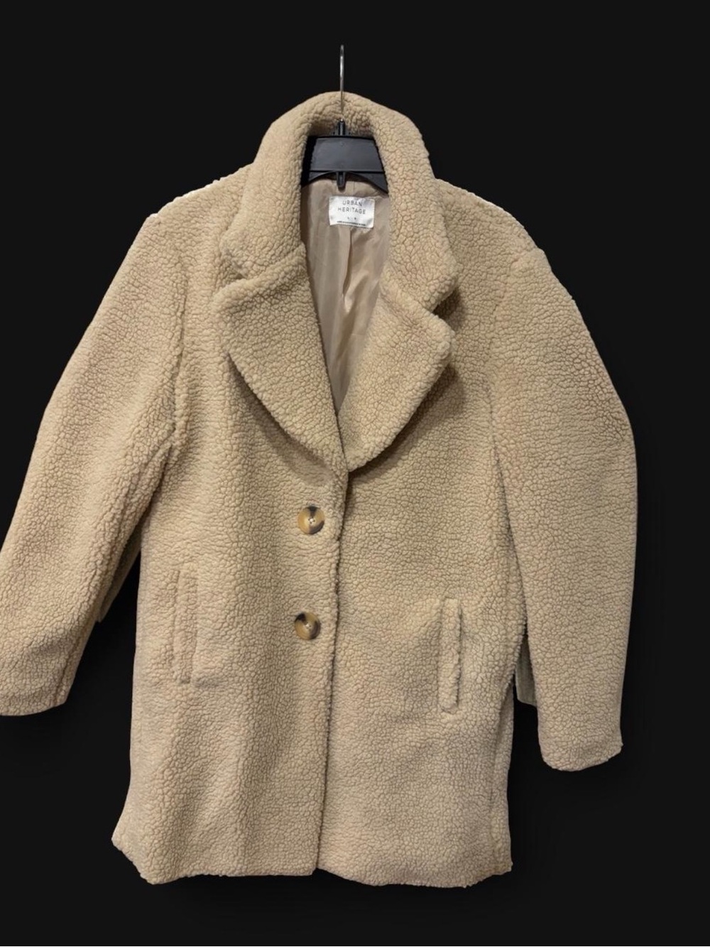 Urban Heritage Teddy Fleece Coat - Beige Womens Jacket